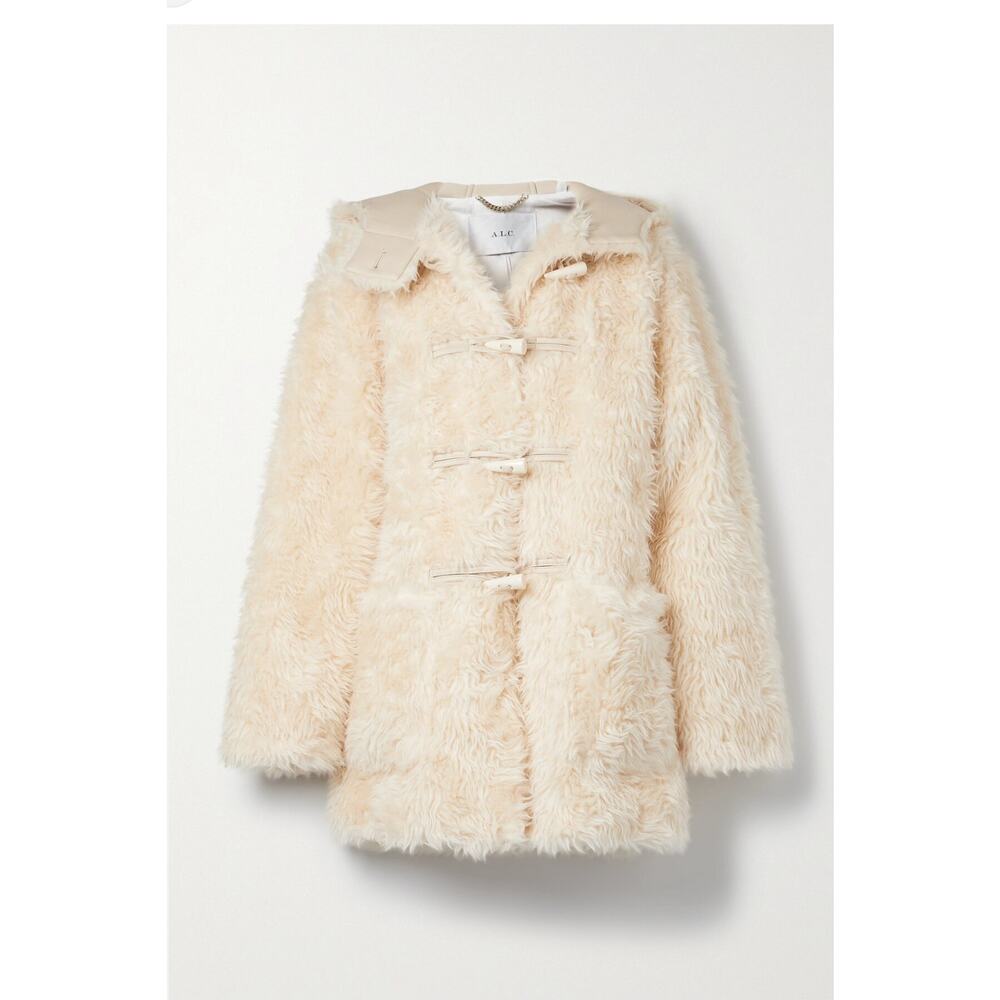 A.L.C. Faux Shearling Winston Hooded Toggle Closure Coat Cream Size XS NWT - Picture 5 of 15